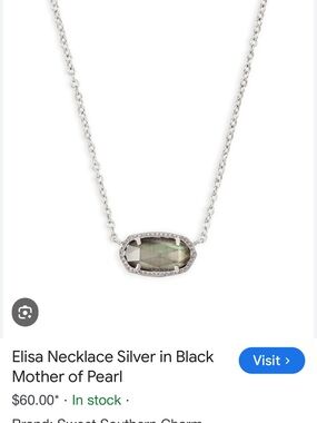 Kendra Scott Delicate Silver Necklace with black mother of pearl stone
